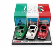 Fiat . 150 ans d'unit&eacute; italienne : coffret 3 voitures, ville de Turin, Florence et Rome 1/43