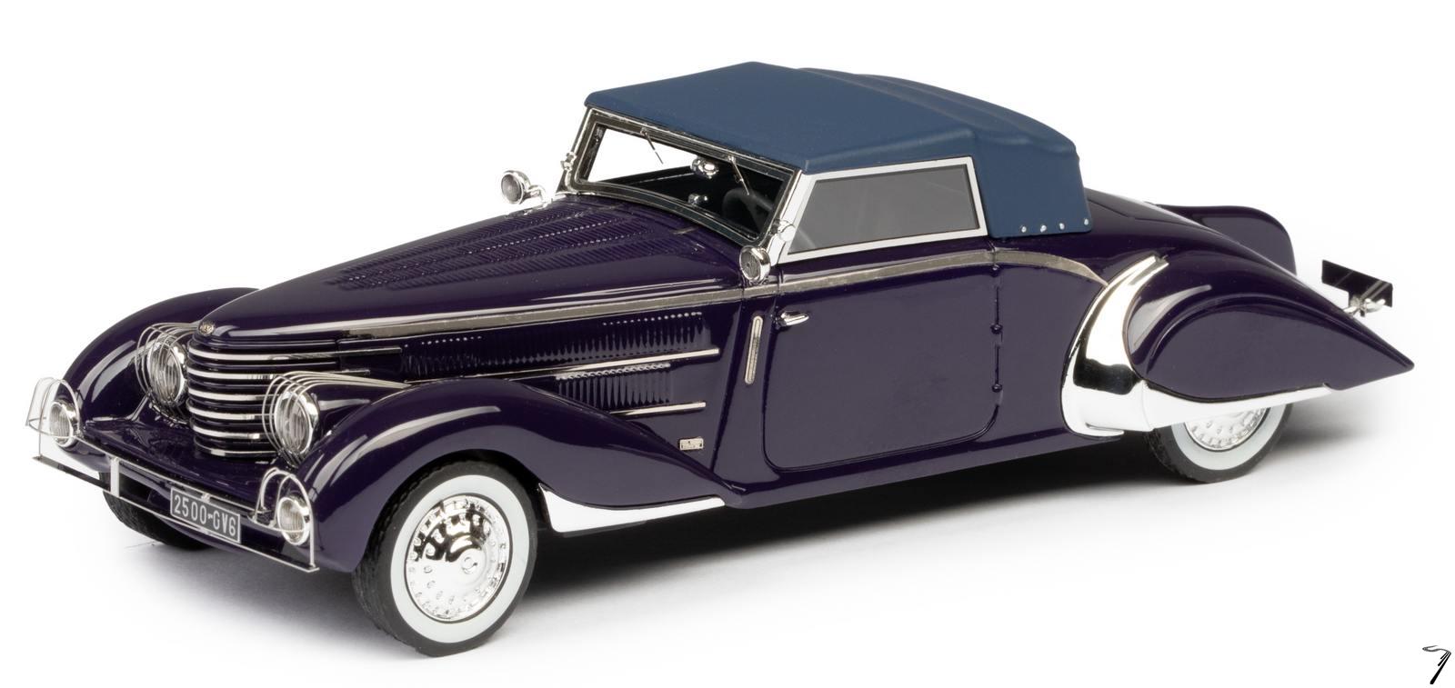 Delage . -85 Clabot ferme par Chapron bleu fonc sans pare-chocs arrires 1/43