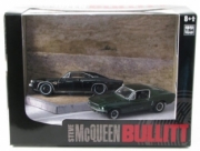 Ford . verte et Dodge Charger noir - diorama du film Bullit de Steve Mc Queen sc&egrave;ne du crash 1/64