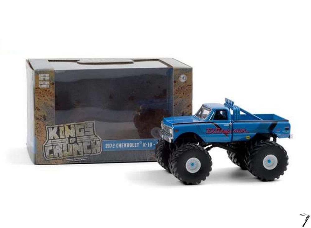 Chevrolet . K-10 monster pneus 167 cm (exterminator) *kings of crunch series 3*, bleu 1/43