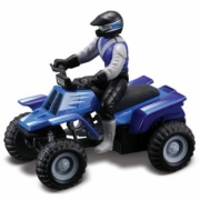 Divers ATV'S rétrofiction et pilote articulé (décoration variable) - Longueur 7,5 cm  1/18