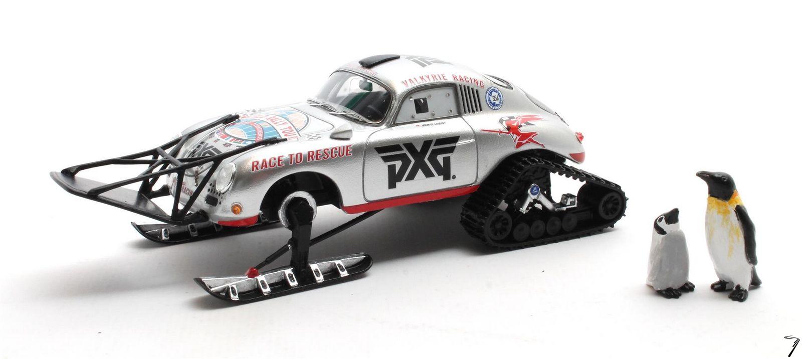 Porsche 356A Valkyrie Racing Antartica Ice Challenge - Avec pingouins et visuel enneig A Valkyrie Racing Antartica Ice Challenge - Avec pingouins et visuel enneig 1/43