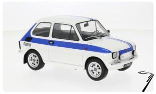 Fiat 126 Blanc - Bande bleu Blanc - Bande bleu 1/18
