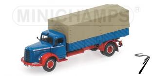 Mercedes . Benz L 315 Pritsche blue/red 1/43