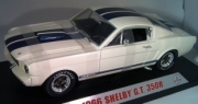 Shelby . GT350R blanc avec bandes bleues 1/18