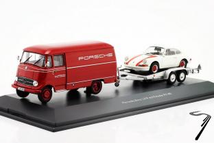 Mercedes L319 w avec remorque et Porsche 911RS  avec remorque et Porsche 911RS 1/43
