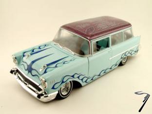Chevy Wagon blue flaming  1/12