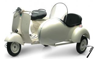 Divers Vespa Piaggio 150 VL1T avec side car  1/6