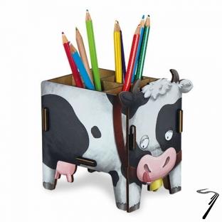 Divers . Vache Pot � crayon en bois �co certifi� - 13 x 12,5 x 10 cm autre