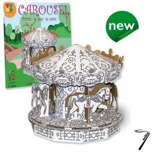 Divers . Carousel en kit carton � colorier et � monter sans colle - 32 pi�ces - 20 x 20 x 20 cm autre