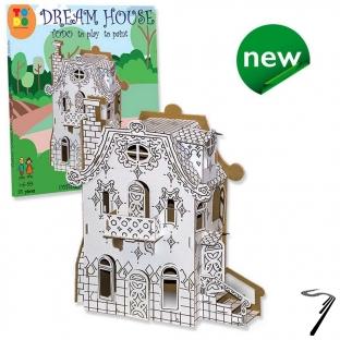 Divers . Maison de r�ve en kit carton � colorier et � monter sans colle - 34 pi�ces - 26 x 18 x 19 cm autre