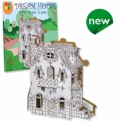 Divers . Maison de r&ecirc;ve en kit carton &agrave; colorier et &agrave; monter sans colle - 34 pi&egrave;ces - 26 x 18 x 19 cm autre